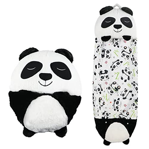 Kids Sleeping Bag with Pillow,Soft and Warm Sleeping Bags for Girls And Boys,Foldable Cartoon Animal Sleeping Bags, A Surprise Gift for Children 3-14 Years (White Panda, 63x23.6inch(M))