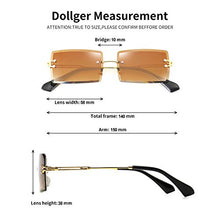 Load image into Gallery viewer, Dollger Rimless Rectangle Sunglasses  for round faces for Women Fashion Frameless Square Glasses for Men Ultralight UV400 Eyewear Unisex Tea
