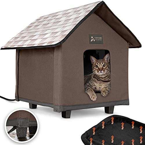 FURHOME COLLECTIVE Heated Cat House with Elevation