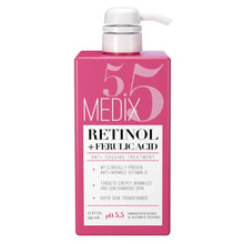 Load image into Gallery viewer, Medix 5.5 Retinol Cream with Ferulic Acid Anti-Sagging Treatment. Targets Crepey Wrinkles and Sun Damaged Skin. Anti-Aging Cream Infused With Black Tea, Aloe Vera, And Chamomile (15oz)
