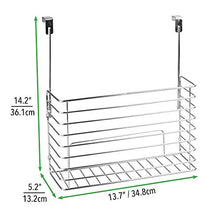 Load image into Gallery viewer, mDesign Over The Cabinet Hanging Storage Basket - Steel Bakeware Organiser and Cutting Board Holder - Excellent Kitchen Storage Solution - Chrome
