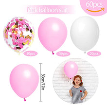 Load image into Gallery viewer, 60 Pieces Pink Balloons, Pale Pink Confetti Balloon, Pink and White Latex Helium Balloons 12 Inch for Girl&#39;s Birthday &amp; Christening, Baby Shower, Disney Princess, Wedding Party Decorations
