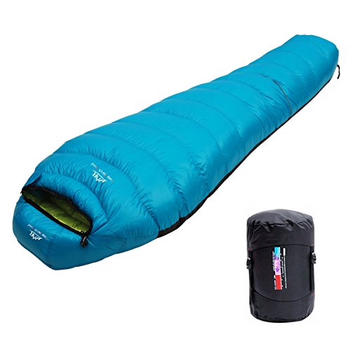 LMR Outdoors Ultralight Mummy Down Sleeping Bag for camping with Compression Sack
