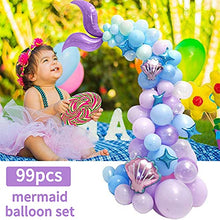 Load image into Gallery viewer, Mermaid Balloons Garland Kit, 102pcs Mermaid Party Decorations for Girl Silver Purple Blue Balloons Balloons for Mermaid Theme Birthday Party Under The Sea Party, Ocean Theme Party Decorations Supplie
