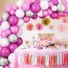 Load image into Gallery viewer, Pink Balloon Arch Kit, Rose Red White Balloons Garland 85PCS Latex Birthday Party Decorations, with Metallic Silver Balloons &amp; Glue Dots for Boys Girls Wedding Engagement Baby Shower Party Supplies
