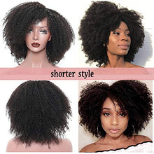 Load image into Gallery viewer, Afro Curly Human Hair Wigs 16 Inch Glueless 13×4 Lace Front Mongolian Kinky Curly Human Hair Wigs 150% Density Pre Plucked with Baby Hair for Black Women Natural Color
