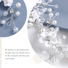 Load image into Gallery viewer, Unicra Bride Wedding Hair Vine Flower Hair Accessories Pearl Bridal Headpiece Hair Band for Women and Girls (Silver)
