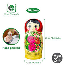 Load image into Gallery viewer, Heka Naturals Russian Nesting Dolls, 10 Traditional Matryoshka Classic Semyonov Red Style | Wooden Doll Gift Toys, Hand Made in Russia | Semyonov Red, 10 piece, 25 cm (9.85 inches)
