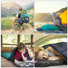 Load image into Gallery viewer, CANWAY Rectangular Sleeping Bag with Compression Sack, Lightweight Waterproof for Warm Cold Weather 4 Seasons Camping/Traveling/Hiking/Backpacking, Adults &amp; Kids(Cyan-Flannel)
