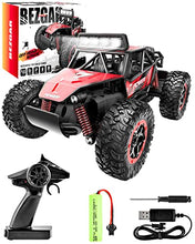 Load image into Gallery viewer, BEZGAR 17S Toy Grade 1:20 Scale Remote Control Car, 2WD High Speed 20 Km/h All Terrains Electric Toy Off Road RC Monster Vehicle Truck Crawler with Rechargeable Battery for Boys Girls Kids and Adults
