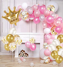 Load image into Gallery viewer, Sylbapestry Pink Balloon Arch Kit Balloon Garland 122pcs White Pink Gold Rose Bling Balloon Strip Birthday Wedding Party Backdrop (pink)
