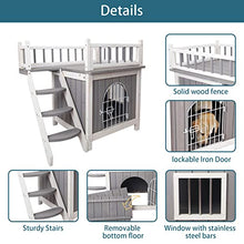 Load image into Gallery viewer, Petsfit Cat House Indoor, Iron Lockable Door Cat Houses for Indoor Cats with Balcony Design,Durable Grey
