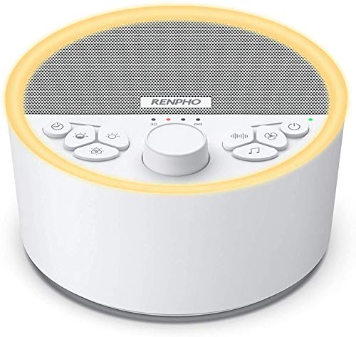 RENPHO White Noise Machine Rechargeable, Sound Machine with 8 Night Light for Baby Sleep, Sleep Machine Non-looping 29 HI-FI Soothing Sounds for Relaxation, for Travel, Home, Office Privacy