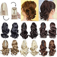 Load image into Gallery viewer, Fashion Claw on Ponytail Long Short Cute Clip in Pony Tail Hair Extensions Handy Jaw Wavy 12&quot; - Dark Black
