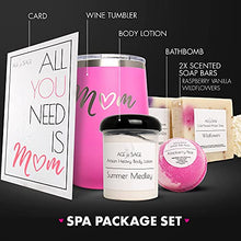 Load image into Gallery viewer, Mom Spa Set Gift Basket for Women - Luxury Bath Set Soap Bars, Body Lotion, &amp; Bath Bomb Care Package for Women - Pampering New Mom to be Gift Box Set for Women - Relaxing Bath and Body Beauty Gift Set
