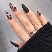 Load image into Gallery viewer, Brishow Coffin False Nails Black Leopard Fake Nails Pointed Ballerina Acrylic Press on Nails Full Cover Stick on Nails 24pcs for Women and Girls
