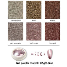 Load image into Gallery viewer, BISHENGYF 6 Box Rose Gold Chrome Nail Powder, Metallic Nail Art Pigment Powder Set, Shiny Nail Glitter Powder with Magic Mirror Effect for Nail Art Design Decoration.
