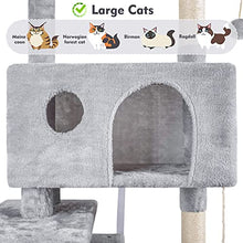 Load image into Gallery viewer, HOMIDEC Cat Tree, 151cm Cat Scratching Post Stable Cat Tower for Large Cat, Activity Centre Cat Climbing Tree with 2 Cat House, Hammock, 4 Sisal Posts, Ladder, and Rest Place for Indoor Cat
