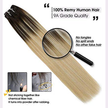 Load image into Gallery viewer, Moresoo Brown Balayage Clip in Hair Extensions Thick Extensions Clip in Balayage Brown to Blonde with Caramel Brown Ombre Hair Extensions Full Head 16 Inch 120g/7pcs

