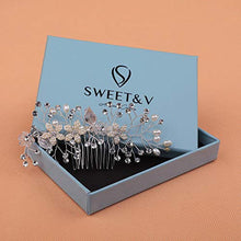 Load image into Gallery viewer, SWEETV Wedding Hair Comb Silver Pearl Flower Bridal Clip Hair Accessories for Bride Women
