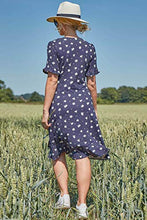 Load image into Gallery viewer, Roman Originals Women Fit &amp; Flare Skater Dress Ladies Stretch Jersey Casual Summer Autumn Winter Party Beach Cruise Holiday V-Neck Knee Length - Navy Blue - Size 16
