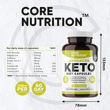 Load image into Gallery viewer, Keto Diet Pills - Advanced Keto Supplement for Men &amp; Women - 2 Month Supply - MCT Oil, Green Tea, Vitamins &amp; Minerals - Normal Carbohydrates and Fatty Acids Metabolism - Made in UK by Core Nutrition
