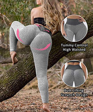Load image into Gallery viewer, Chriamille Butt Lifting Peach Leggings Women Butt Lift Anti Cellulite Scrunch Butt Leggings High Waisted Booty Lift Gym Pants - grey - S
