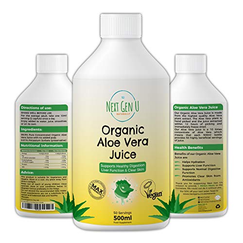 Next Gen U | Organic Aloe Vera Juice Concentrate 50 Servings | Reformulated High Strength 20X Freeze Dried Concentrated Aloe Vera Juice | Suitable for Vegans | Free 10 Day Detox EBOOK Worth £14.99
