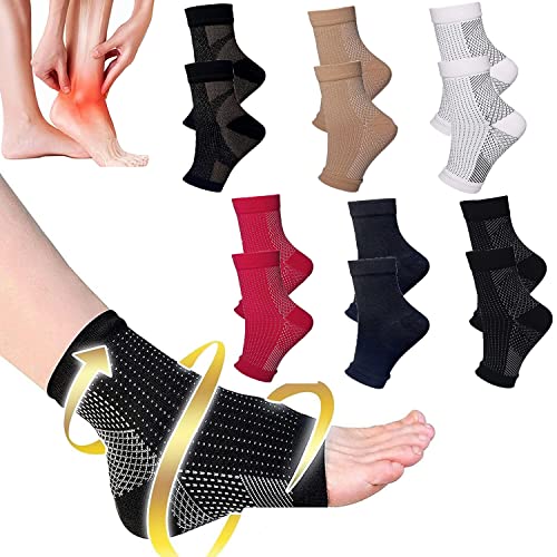 VPOID 6 Pairs AmRelieve SootheSocks - Ankle Arch Support Socks, Soothesocks for Neuropathy, Ankle Compression Socks for Men Women, Sock Soothers Pain Relief from Plantar (L/XL, 6Pairs A)