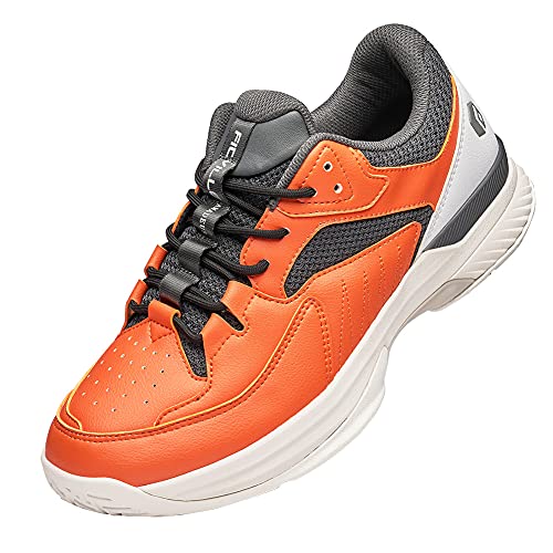 FitVille Womens Tennis Shoes Wide Fit Squash Badminton Shoe Non Slip Sports Trainers Sneakers for Tennis Volleyball Orange