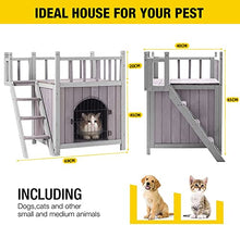 Load image into Gallery viewer, Cat/Dog/Rabbit House Outdoor and Indoor in wood, Feral Pet Houses with Stairs for Dogs
