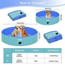 Load image into Gallery viewer, IDUMA Dog Pool Foldable Pet Swimming Pool PVC Non-Slip Paddling Pool for Pets &amp; Kids Dog Paddling Bathing Tub for Indoor/Outdoor (Gift with Pet Bath Brush) Medium 80x20cm
