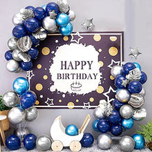 Load image into Gallery viewer, Blue Balloon Arch Kit,Navy Blue Arch Balloon Garland Kit Ballon Arch Maker Kit Dark Blue Metallic Sliver Balloons Black Agate Party Balloon Pack for Space Party Birthday Baby Shower Ramadan Mubarak

