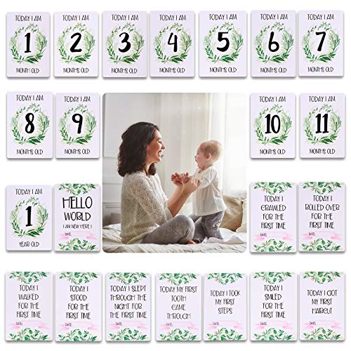 24pcs Baby Milestone Cards, Unisex Boy Girl Photo Keepsake Memory Milestone Moments Baby Shower Presents Gifts