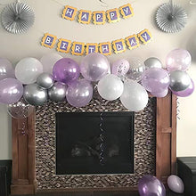 Load image into Gallery viewer, Wedding Balloons Purple Violet White Silver 50 pcs 12 inch Confetti Metallic Helium Latex Balloon with Purple Ribbon for Girls Birthday Baby Shower Bridal Party Event Decoration
