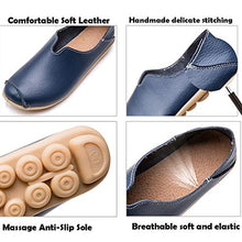 Load image into Gallery viewer, Women's Leather Shoes Loafers Moccasins Casual Slip On Flats Driving Shoes Boat Shoes Size Dark-Blue UK6,5=CN41

