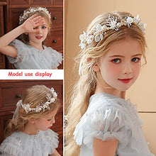Load image into Gallery viewer, TONAUP Wedding Hair Piece Gold Pearl Headband Bridal Babys Breath Crystal Hair Vine for Princess Flower Girls and Bridesmaid
