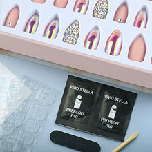 Load image into Gallery viewer, Press on Nails False Nails Fake Nails 24 Pcs Stiletto False Nails 3D Diamond Fake Nail Tip with Hologram False Nails
