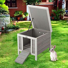 Load image into Gallery viewer, BUNNY BUSINESS Cat/Puppy/Rabbit/Guinea Pig Wooden Hide House - 50 x 42 x 43cm (Grey)
