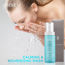 Load image into Gallery viewer, Onsen Secret Japanese Aloe Vera Face Wash - Premium Nightly Facial Cleanser for Makeup Removal, Heals Dry &amp; Sensitive Skin, Hyaluronic Acid, Curry Leaf Oil, Vitamin C &amp; E, Gel Cleanser 150 ml
