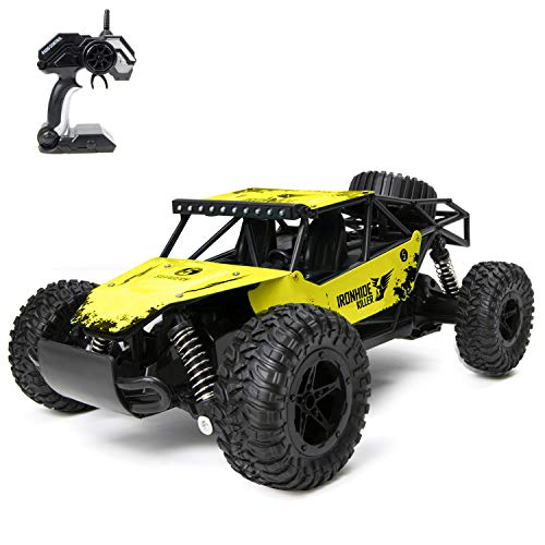 Tecnock RC Cars 1:16 Large Size Remote Control Racing Car for Adults Kids, 2.4Ghz Off Road High Speed Monster Truck Toys, 2WD RC Buggy with 2 Rechargeable Batteries,Toy Gifts for Boys Girls (Yellow)
