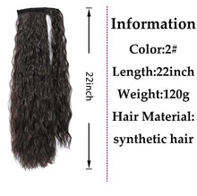 Load image into Gallery viewer, Long Corn Wave Ponytail Extension Clip in Ponytail Extension Wrap Around Long Wavy Curly Pony Tail Hair Fluffy Synthetic Hairpiece for Women (2#Black Brown)
