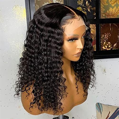 Transparent 13X6 Lace Front Wig Deep Wave Wig Human Hair Wigs Pre Plucked 4X4 Lace Closure Wig Deep Curly Human Hair Wigs Natural Color 16inch 150 13x6 frontal wig