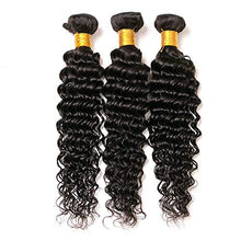 Load image into Gallery viewer, Brazilian Hair Deep Wave Bundles 22 24 26 Inch 100% Human Hair Natural Color Deep Curly Hair Weave Extensions Weft
