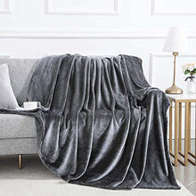 Load image into Gallery viewer, MOONLIGHT20015 Silk Touch Warm Flannel Fleece Blankets - 400 GSM Grey Throws for Sofa Fluffy Blanket Bed Throw for Bedroom, Couch, Travel, Kids, Bedroom Accessories (Dark Grey, Double (150 x 200 CM))
