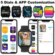 Load image into Gallery viewer, Smart Watch (Answer/Make Call), IP67 Waterproof Fitness Watch with Blood Pressure Heart Rate SpO2 Sleep Tracker Voice Control, Sports Smart Watches for Women Men for Android iOS Phones (Black)
