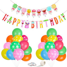Load image into Gallery viewer, Qpout Happy Birthday Balloons Banners Set, Unique Lollipop Banner Garland and 50 Pieces Balloons for Holiday Birthday Wedding Party Photo Props and Backdrop Favour Decor Supplies …
