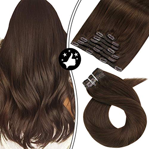 Dark Brown Hair Extensions Moresoo Human Hair Clip in Extensions 10 Inch Real Hair Extensions Natural Hair 70g/5pcs
