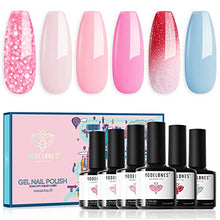 Load image into Gallery viewer, Modelones Gel Nail Polish, 6 Pink Cherry Colors Gel Polish Kit Nude Pink Glitter Spring Summer Nail Polish Gel Red Color Changing Gel Nail Soak Off DIY Nail Art 2022 Popular Mother's Day Gift Manicure
