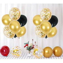 Load image into Gallery viewer, 2 Set Table Balloons Stand Kit Ballon Column Stand Balloons Tree Include 16Pcs Black Gold Latex Confetti Balloons for Birthday, Baby Shower, Wedding, Graduation, Party Decorations
